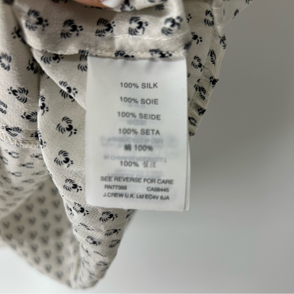 J. Crew Cream and Black Ruffle Sleeve Blouse Silk - Picture 3 of 5